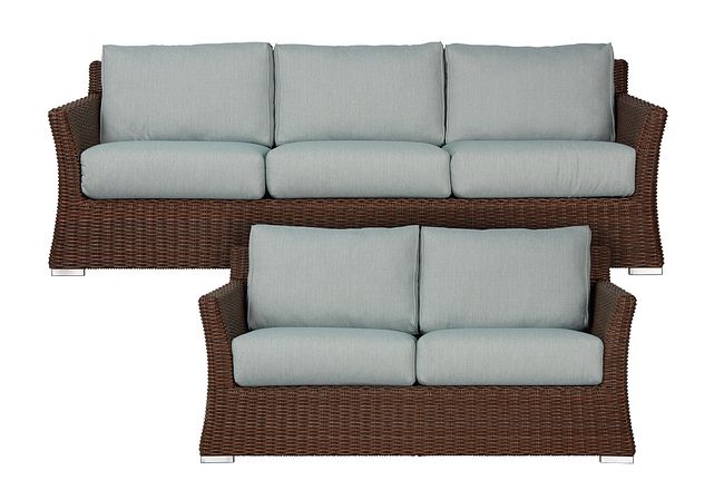 Southport Teal Woven Outdoor Living Room Set