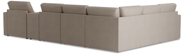 Citymod Beige Fabric Large Right Chaise Sectional With Media Console