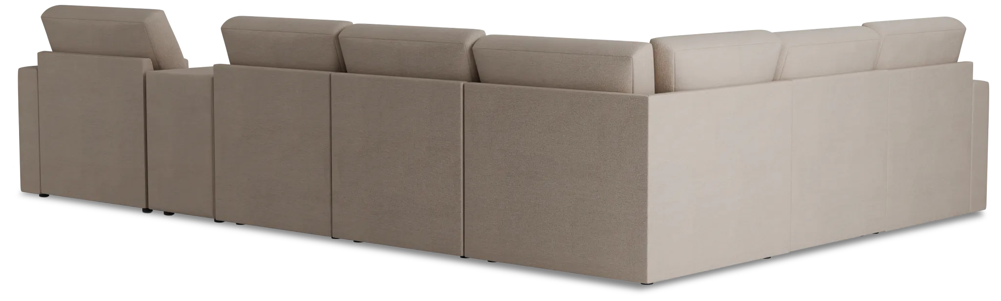 Citymod Beige Fabric Large Right Chaise Sectional With Media Console