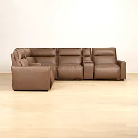Edison Dark Brown Lthr/vinyl Large Dual Power Reclining Two-arm Sectional