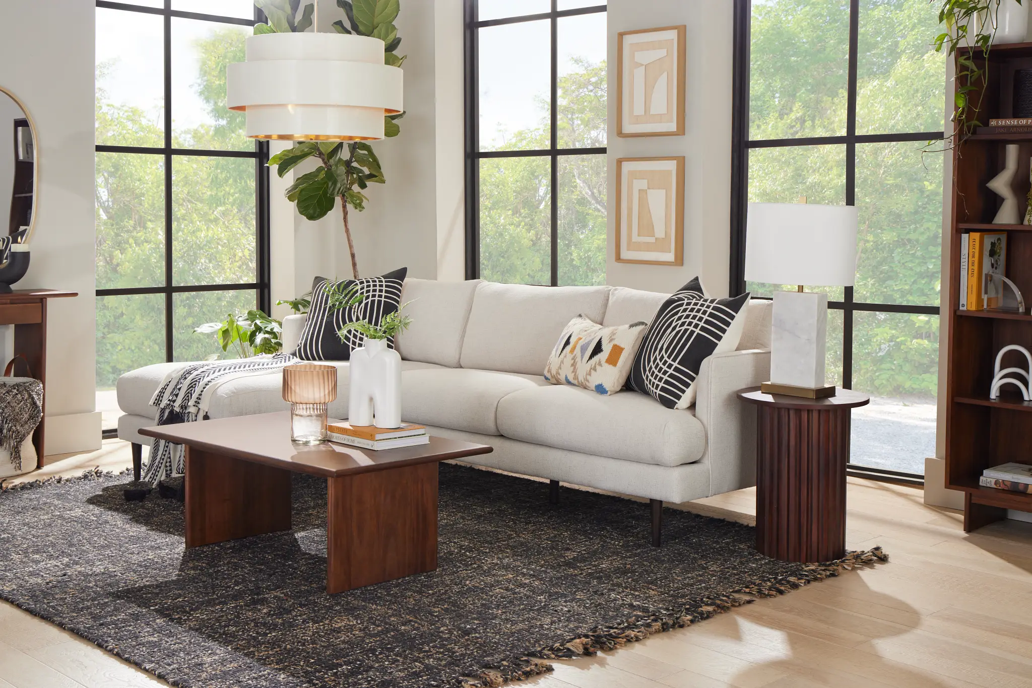 Easton Light Beige Fabric Left Chaise Sectional Easton Light Beige Fabric Left Chaise Sectional