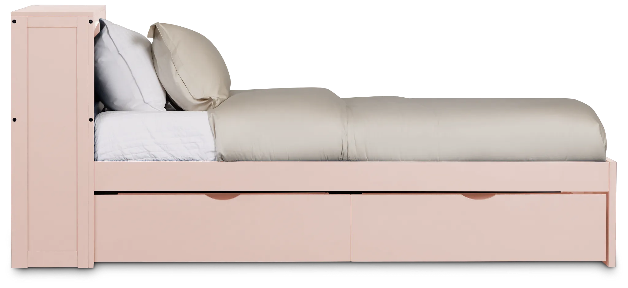 Charleston Pink Bookcase Bed With 2 Storage Drawers