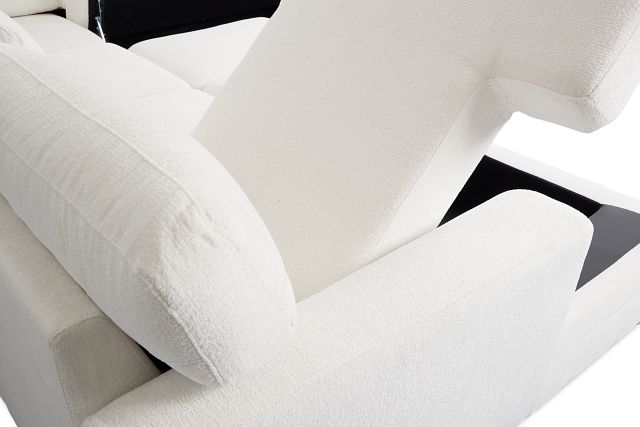 Everly White Fabric Medium Left Chaise Storage Sectional
