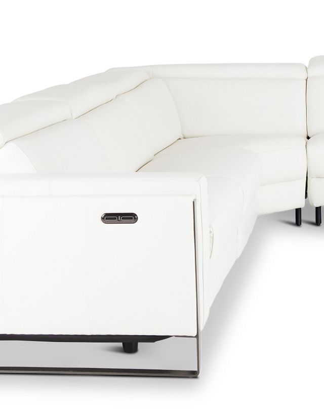 Atlas White Lthr/vinyl Medium Dual Power 2-arm Reclining Sectional