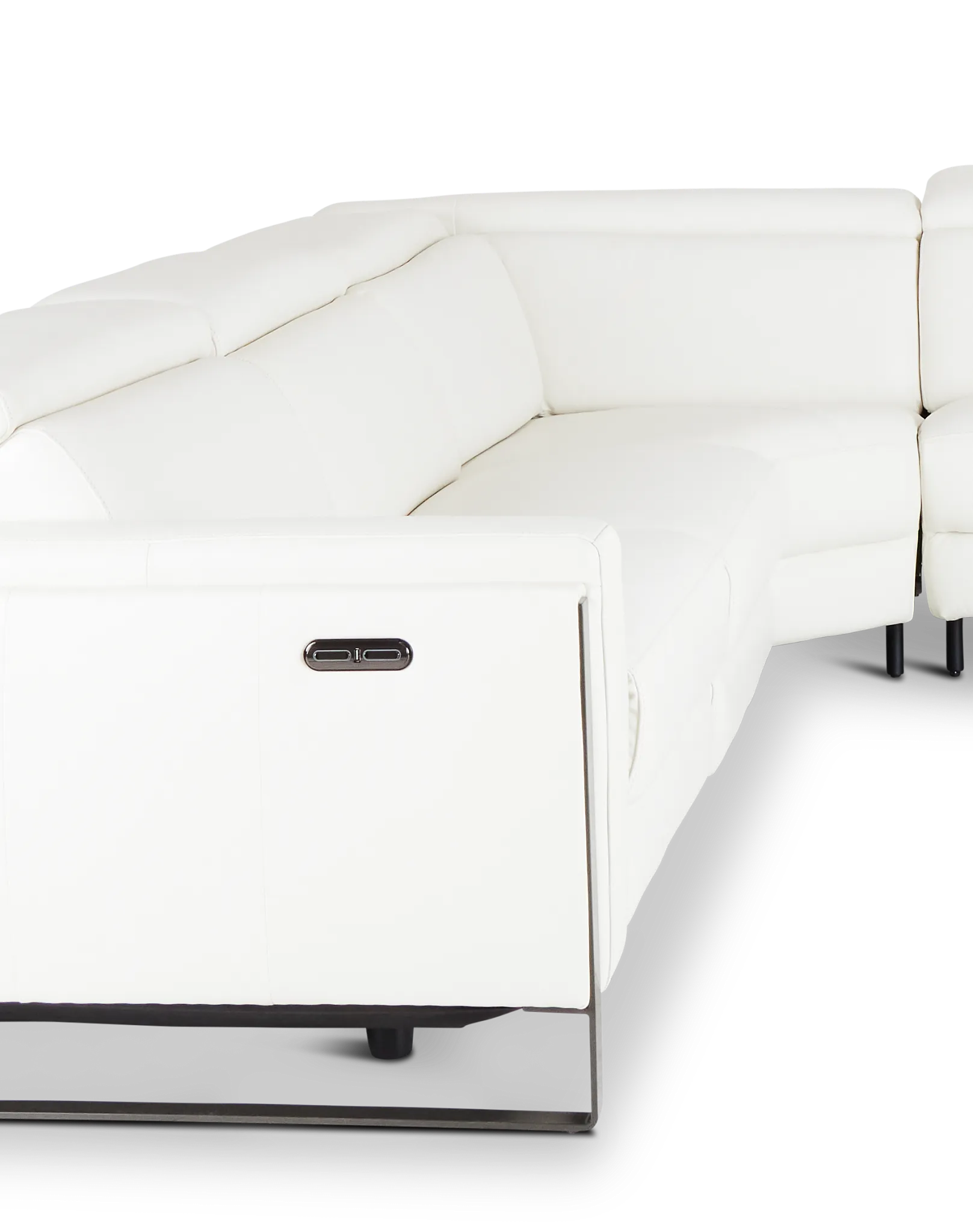 Atlas White Lthr/vinyl Medium Dual Power 2-arm Reclining Sectional