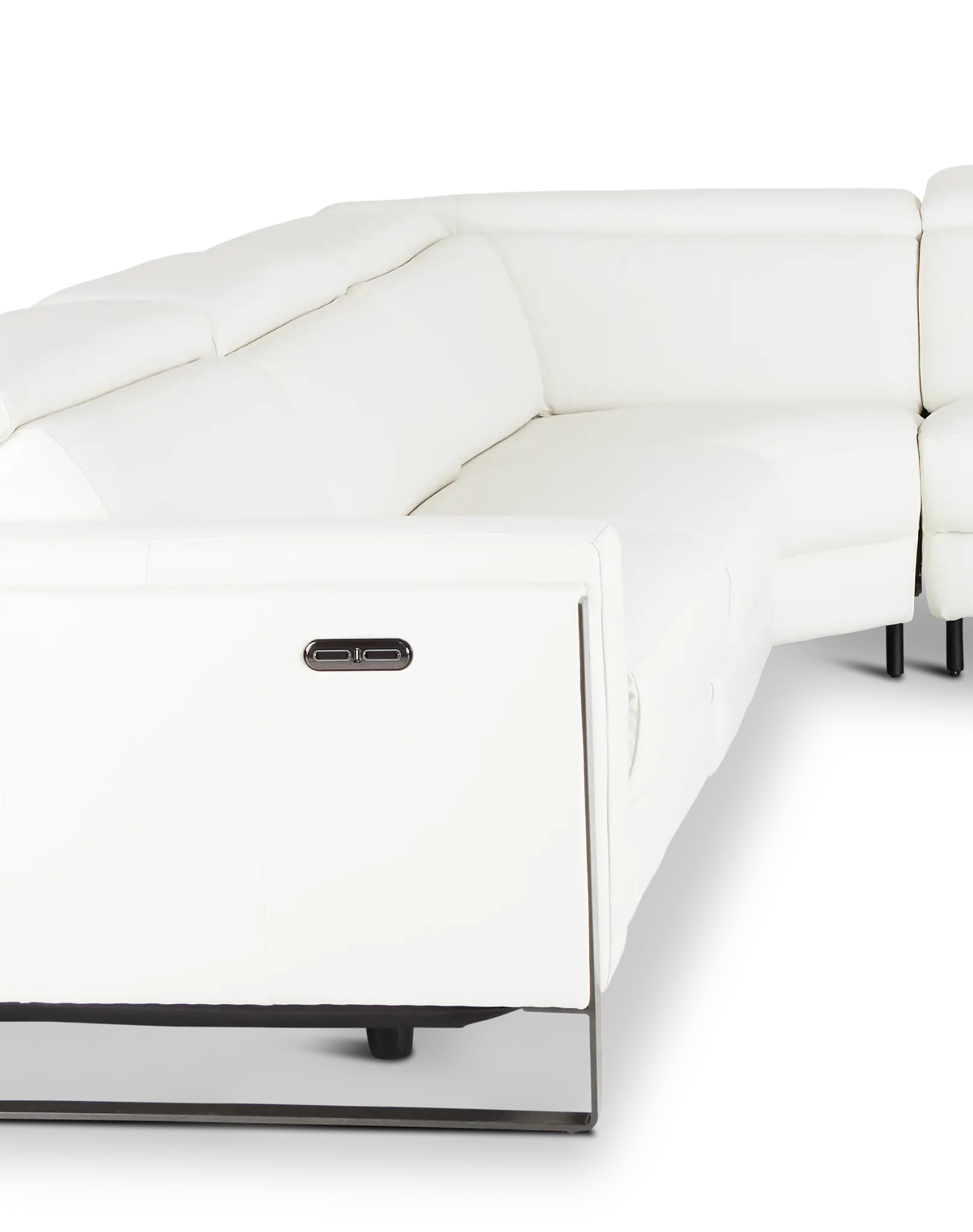 Atlas White Lthr/vinyl Medium Dual Power 2-arm Reclining Sectional Atlas White Lthr/vinyl Medium Dual Power 2-arm Reclining Sectional