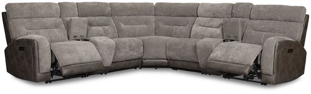 Travis Gray Fabric Large Dual Power Reclining Two-arm Sectional