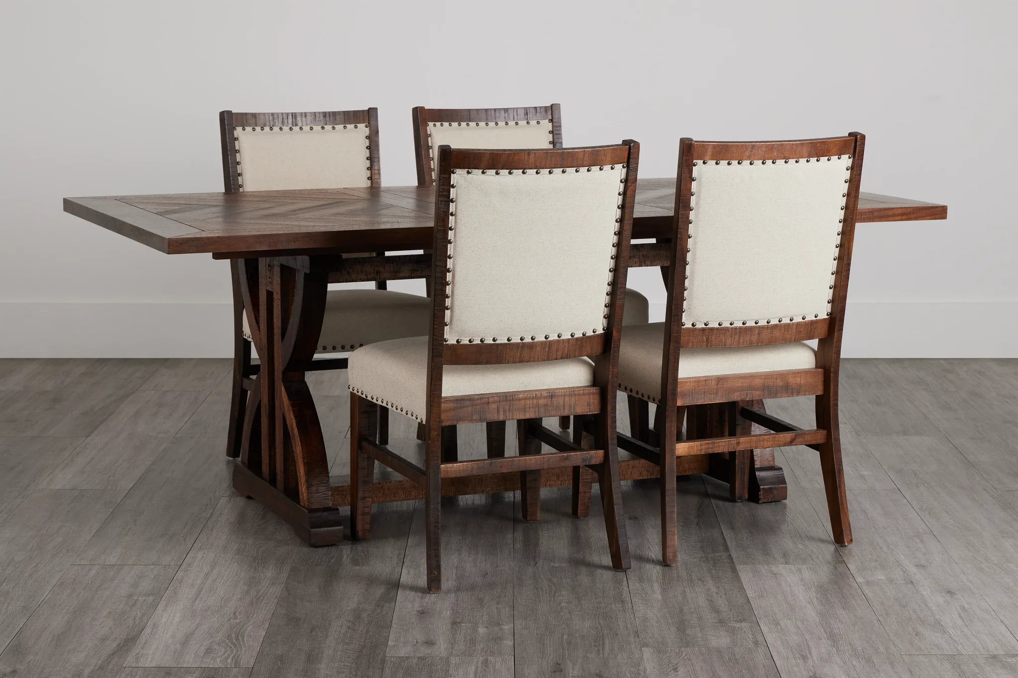 Joplin Dark Tone Extension Rectangular Table & 4 Upholstered Chairs