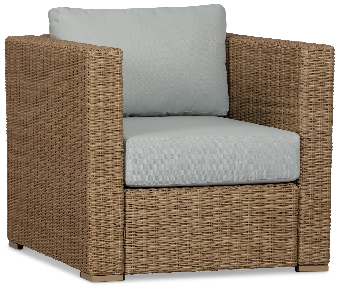 Montecito Light Tone Chair With Light Blue Cushions