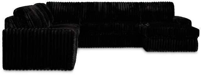 Teddy Black Fabric Large Right Chaise Sectional