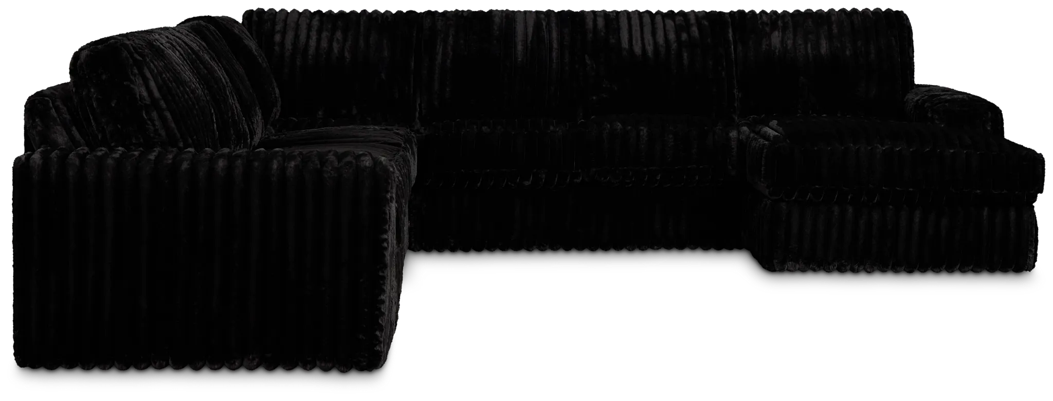 Teddy Black Fabric Large Right Chaise Sectional