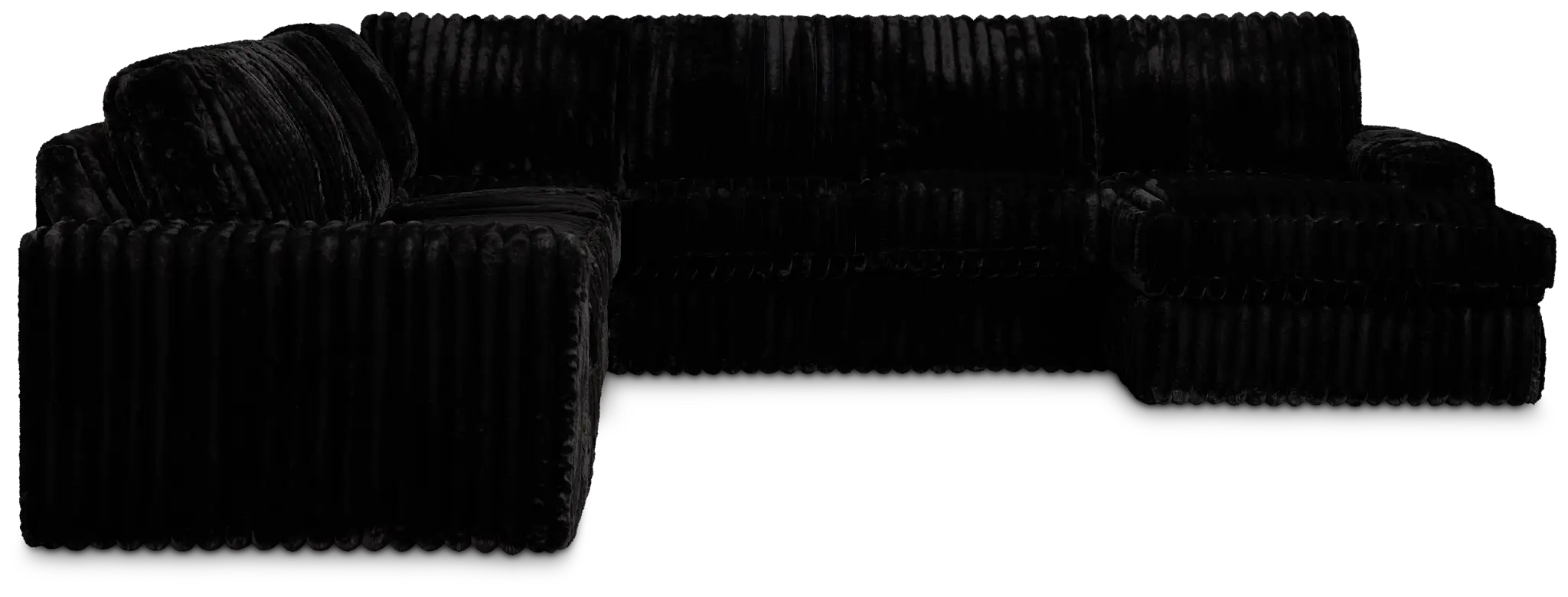 Teddy Black Fabric Large Right Chaise Sectional Teddy Black Fabric Large Right Chaise Sectional