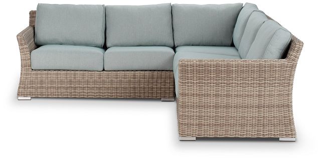 Raleigh Teal Woven Small Two-arm Sectional (1)