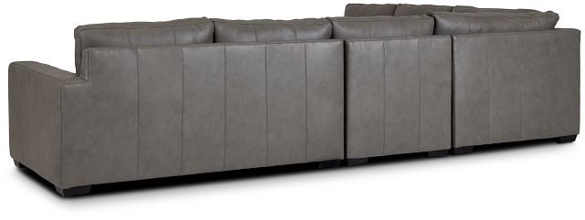 Dawkins Gray Leather Medium Two-arm Sectional