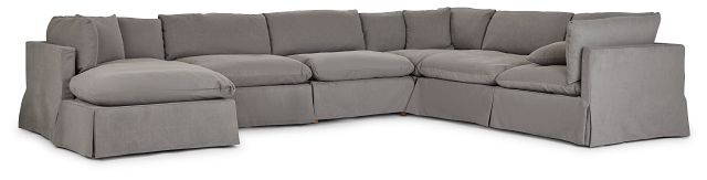 Raegan Gray Fabric Large Left Chaise Sectional