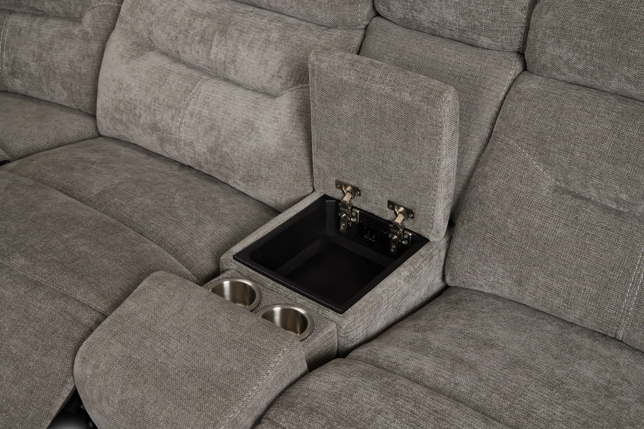 Travis Gray Fabric Medium Triple Power 2-arm Sectional