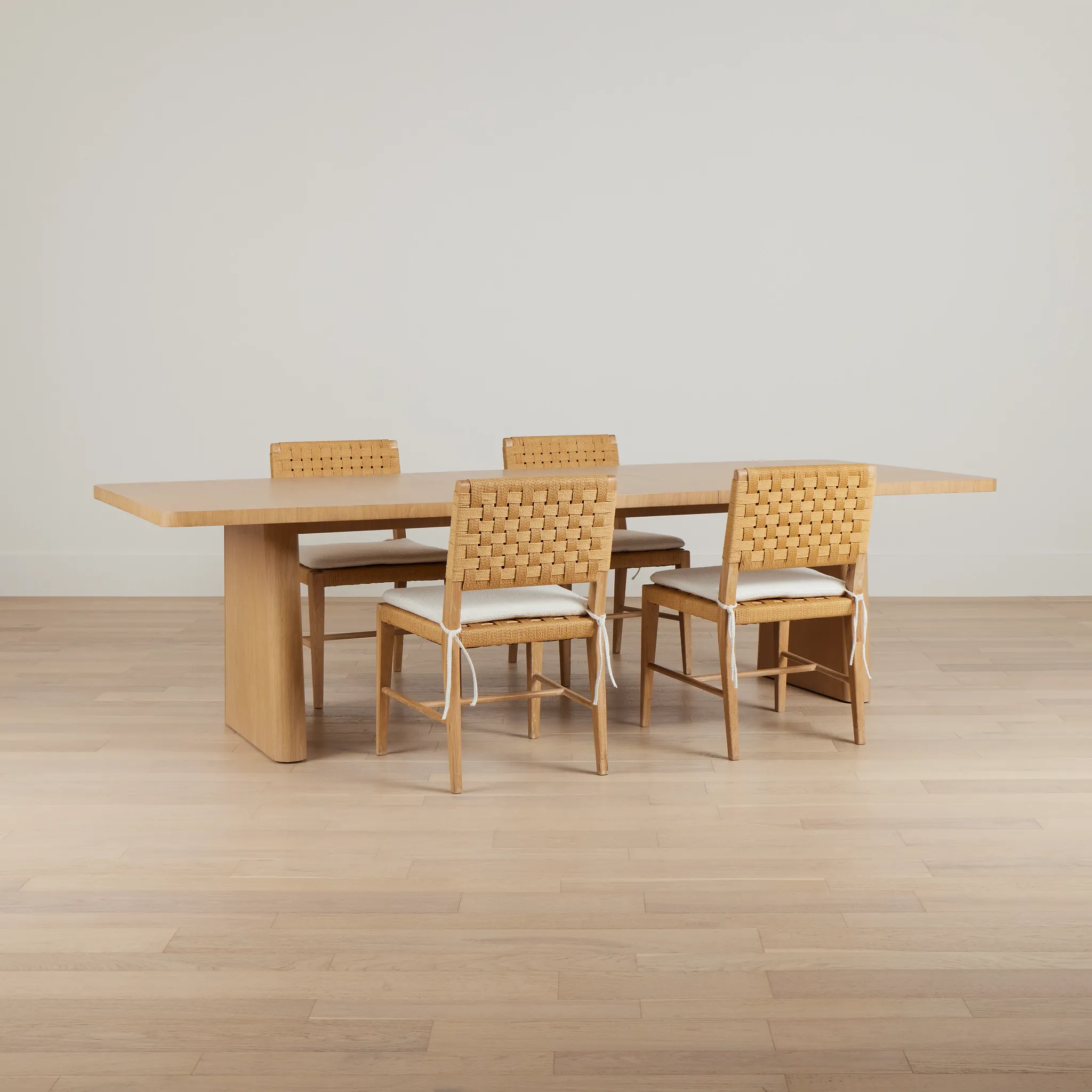 Malibu Light Tone Rect Table & 4 Woven Chairs