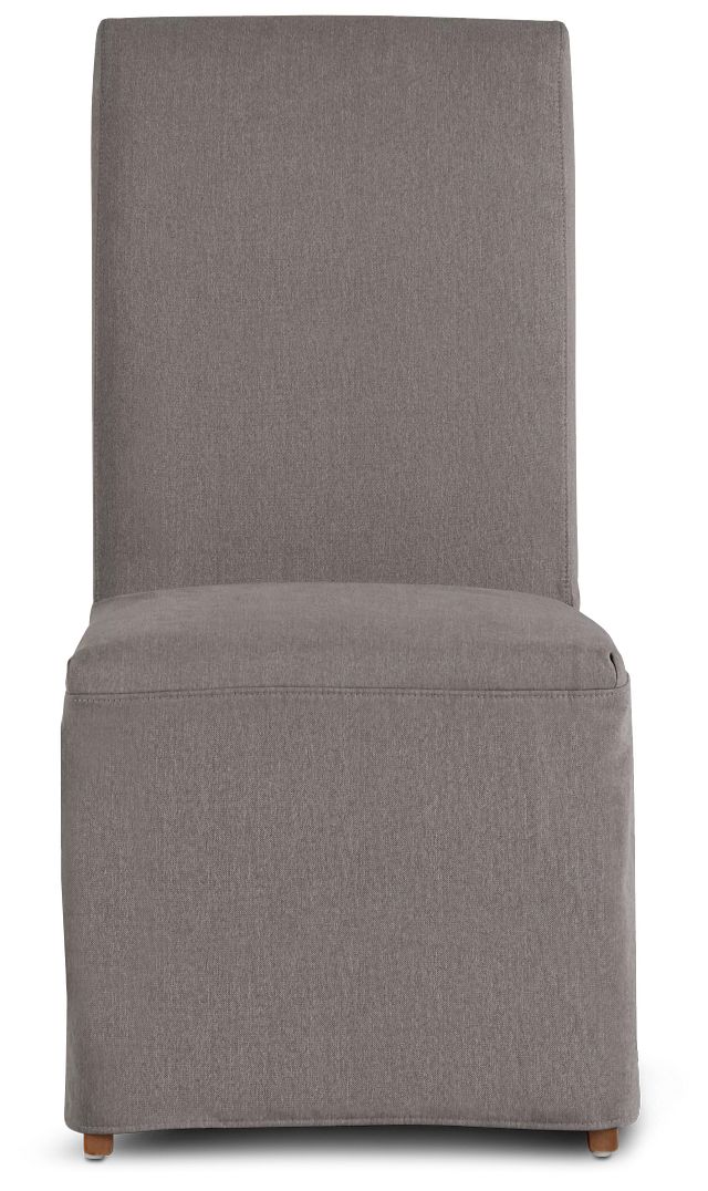 Harbor Dark Gray Long Slipcover Chair With Light Tone Leg