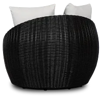 Montecito Black Curved Swivel Chair With Light Beige Cushions