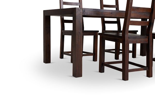 Seattle Dark Tone Rect Table & 4 Wood Chairs