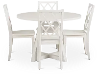 Edgartown White Round Table & 4 White Wood Chairs