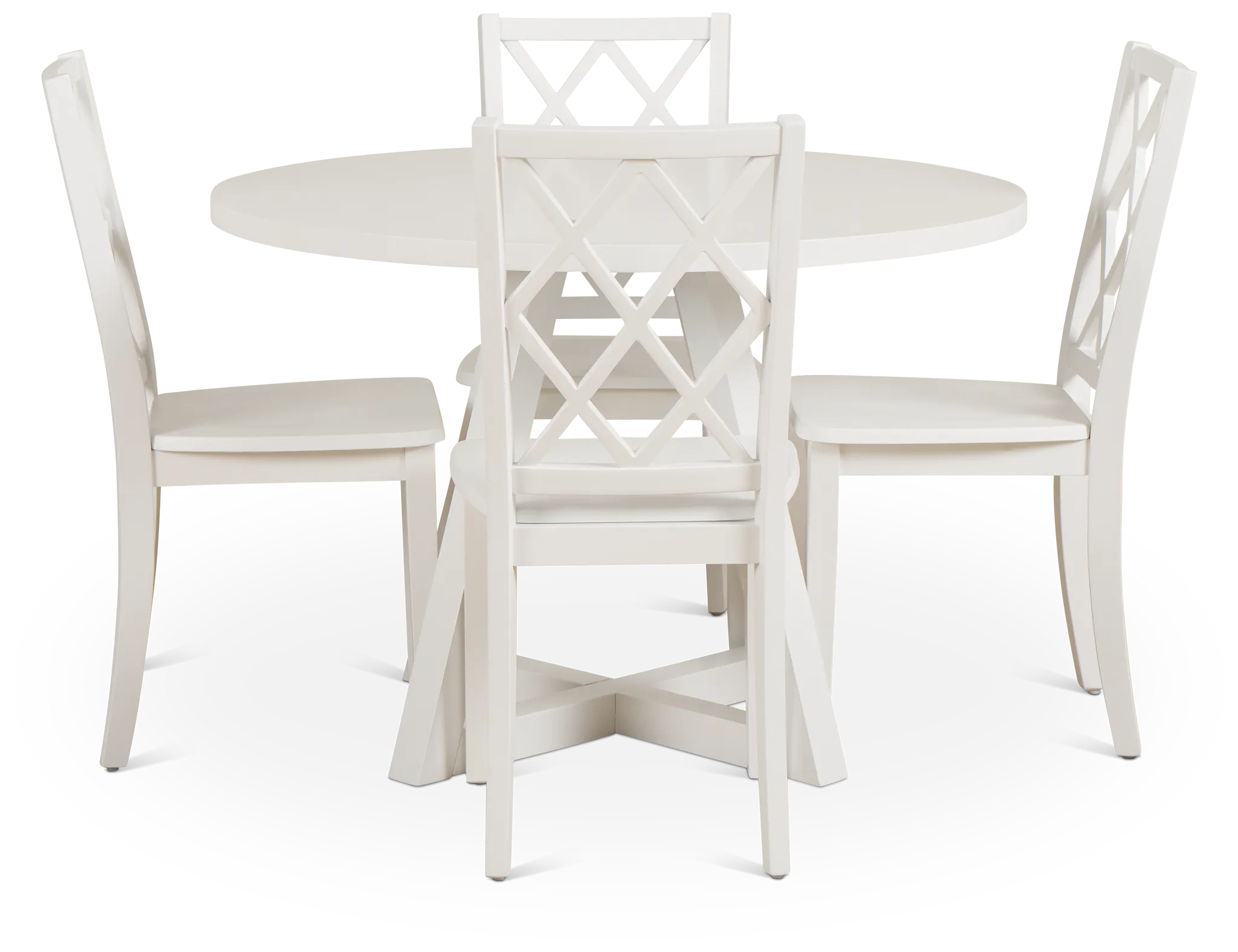 Edgartown White Round Table & 4 White Wood Chairs