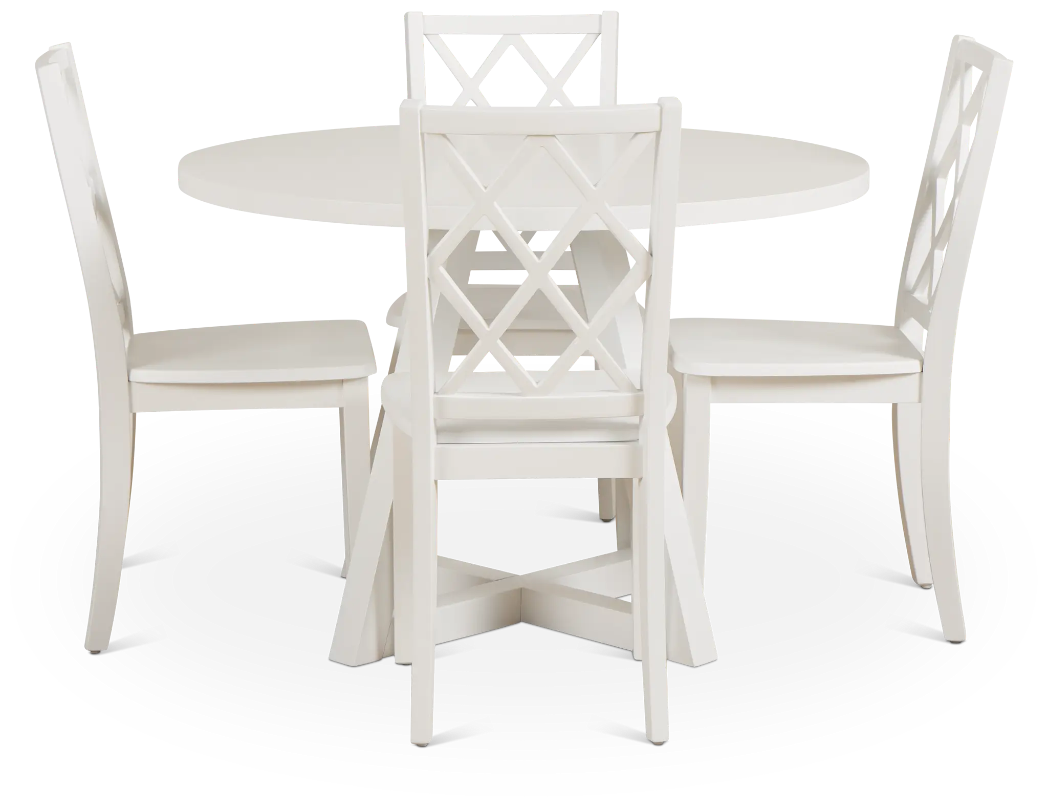 Edgartown White Round Table & 4 White Wood Chairs Edgartown White Round Table & 4 White Wood Chairs