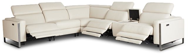 Atlas Taupe Lthr/vinyl Medium Triple Power 2-arm Sectional