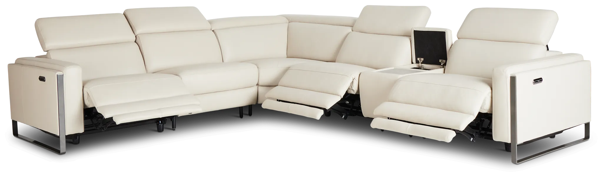 Atlas Taupe Lthr/vinyl Medium Triple Power 2-arm Sectional