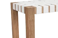 Haven White Woven Upholstered Dining Bench