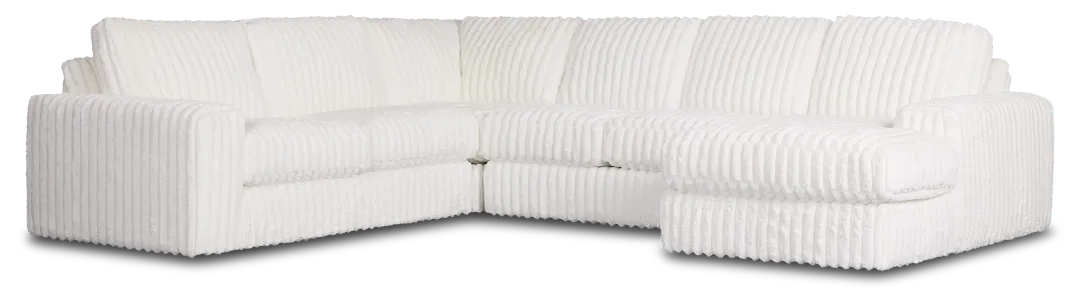 Teddy White Fabric Medium Right Chaise Sectional