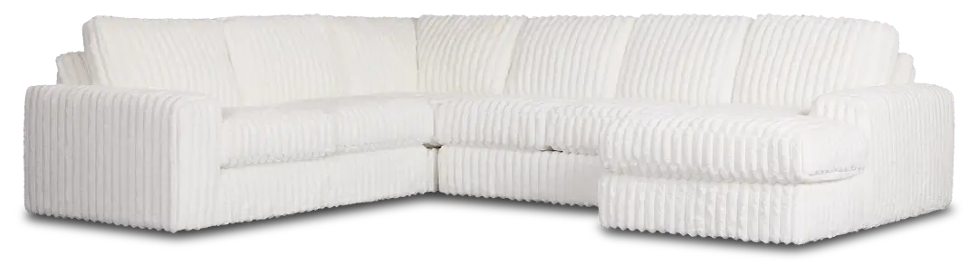 Teddy White Fabric Medium Right Chaise Sectional Teddy White Fabric Medium Right Chaise Sectional