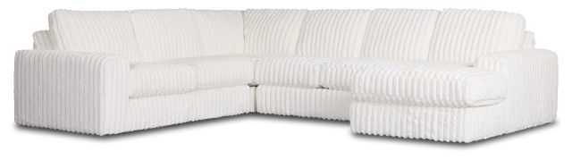 Teddy White Fabric Medium Right Chaise Sectional