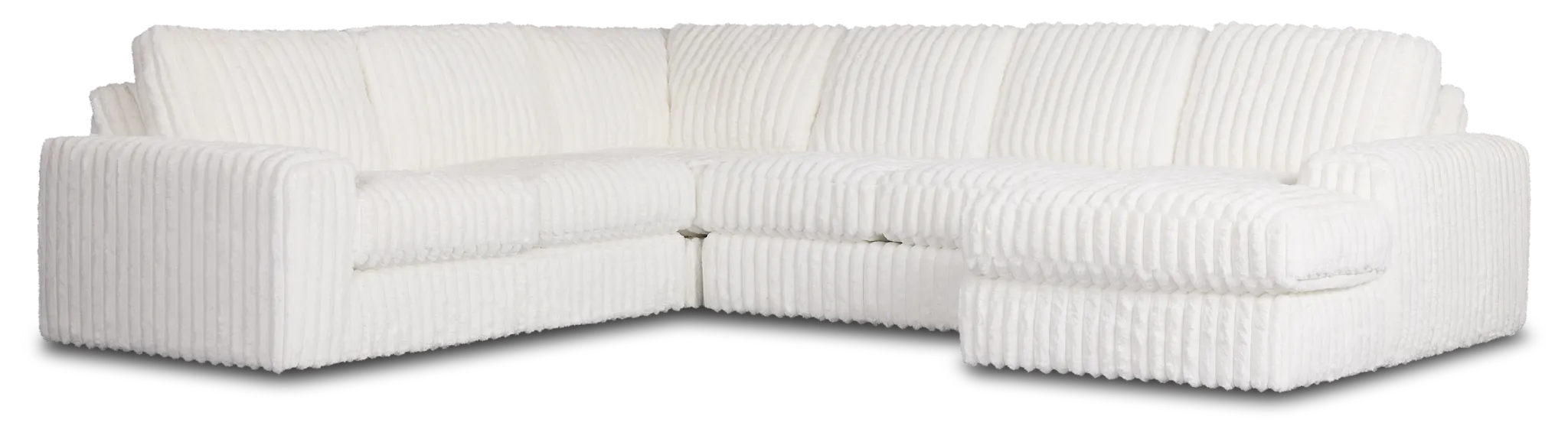 Teddy White Fabric Medium Right Chaise Sectional