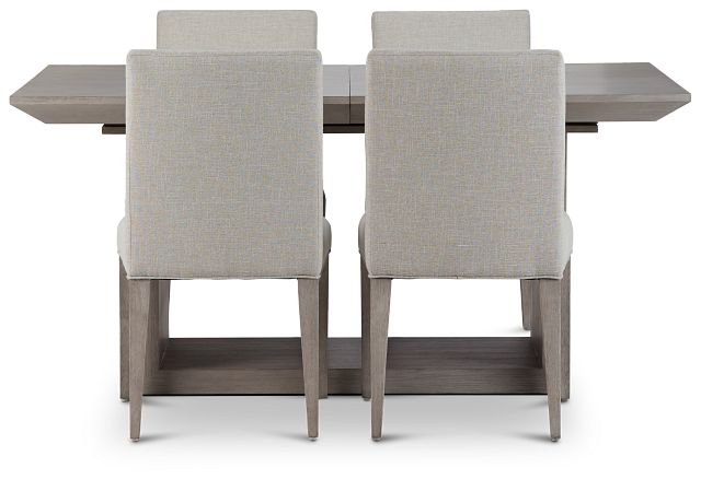 Rio Light Tone Trestle Table & 4 Upholstered Chairs