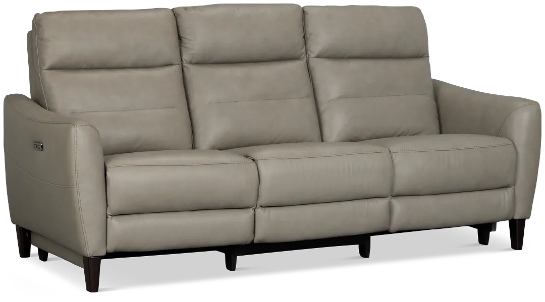 Keaton Gray Lthr/vinyl Power Reclining Sofa W/ Power Headrest