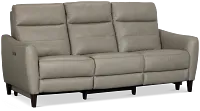 Keaton Gray Lthr/vinyl Power Reclining Sofa W/ Power Headrest