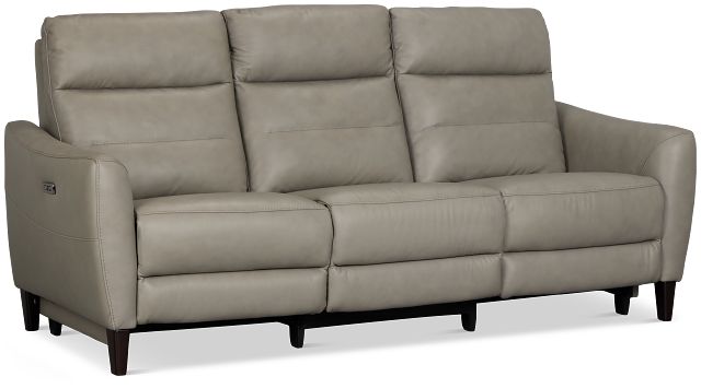 Keaton Gray Lthr/vinyl Power Reclining Sofa W/ Power Headrest
