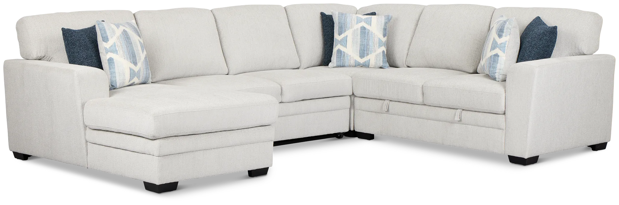 Everly Gray Fabric Medium Left Chaise Storage Sectional