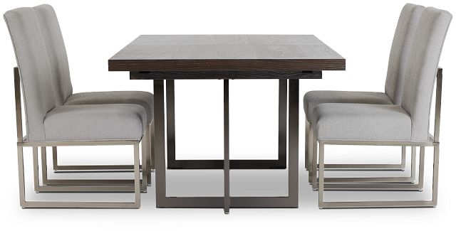Tribeca Dark Tone Trestle Table & 4 Metal Chairs (2)