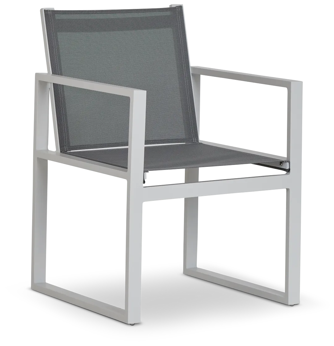 Linear2 White Aluminum Sling Arm Chair