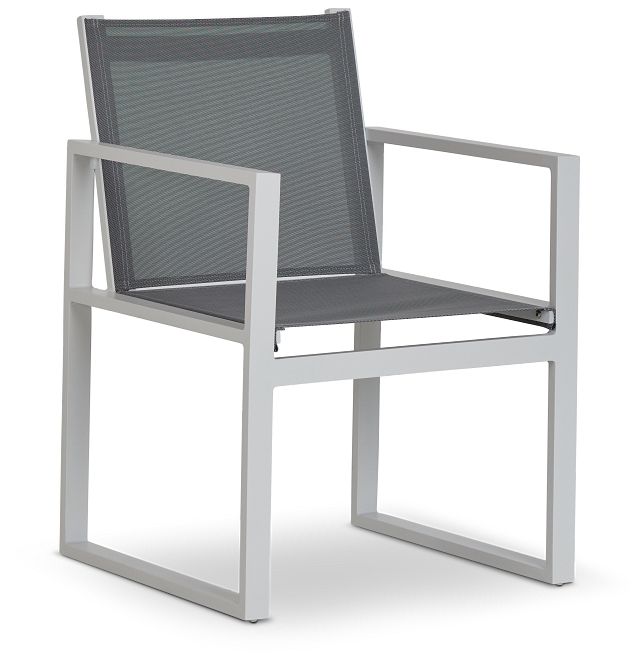 Linear2 White Aluminum Sling Arm Chair