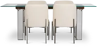 Avondale Glass Rect Table & 4 Upholstered Chairs