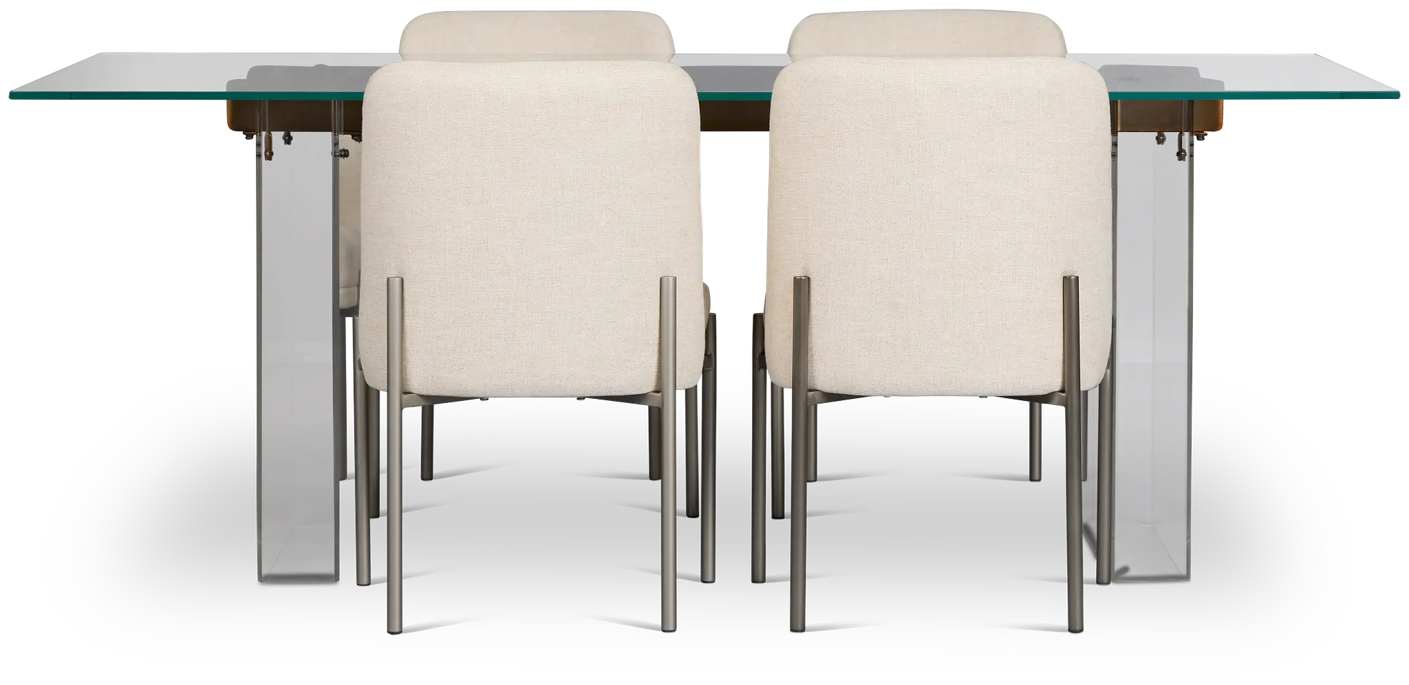 Avondale Glass Rect Table & 4 Upholstered Chairs Avondale Glass Rect Table & 4 Upholstered Chairs