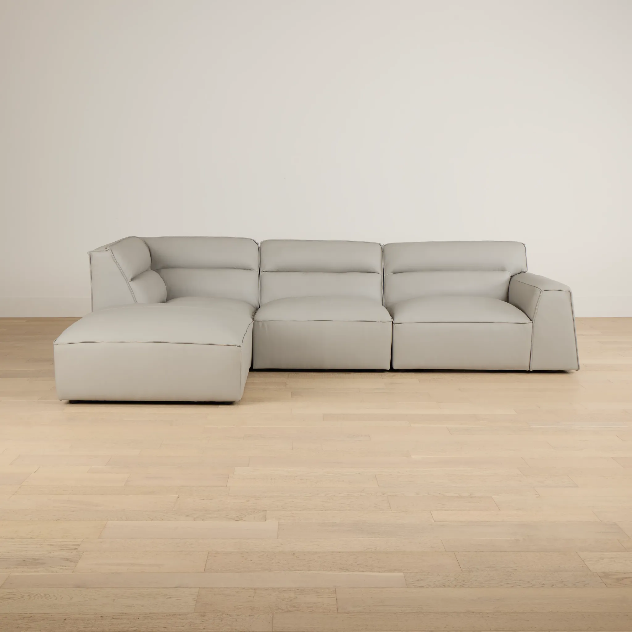 Blanca Gray Leather 4-piece Bumper Sectional