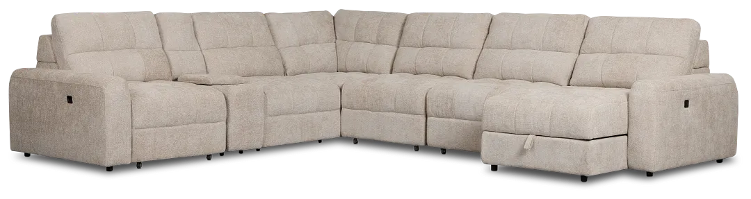 Hendrix Light Taupe Fabric Large Triple Power Right Extension Chaise Sectional
