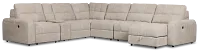 Hendrix Light Taupe Fabric Large Triple Power Right Extension Chaise Sectional