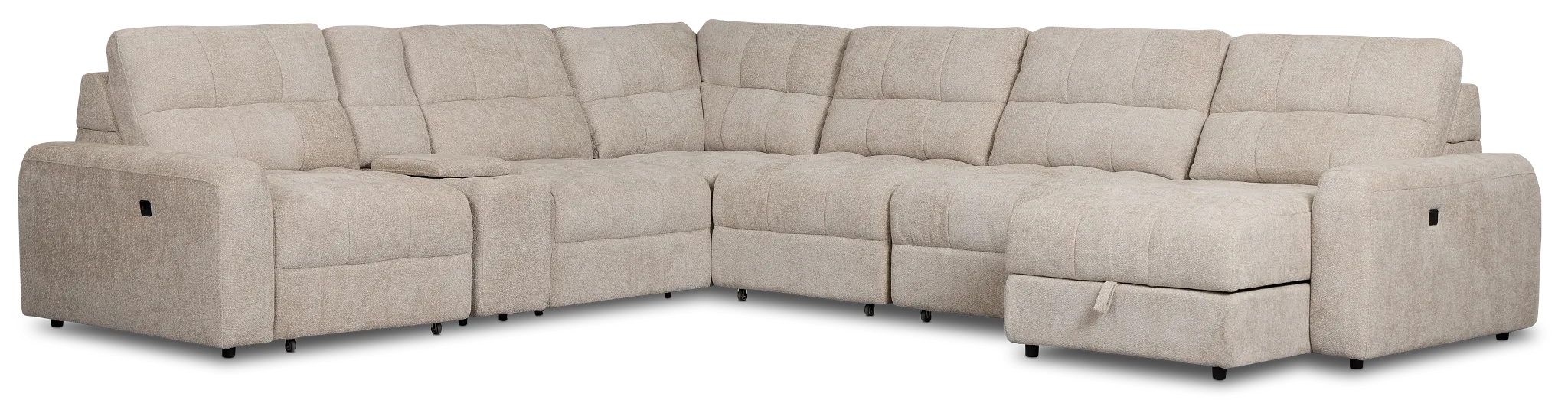 Hendrix Light Taupe Fabric Large Triple Power Right Extension Chaise Sectiona