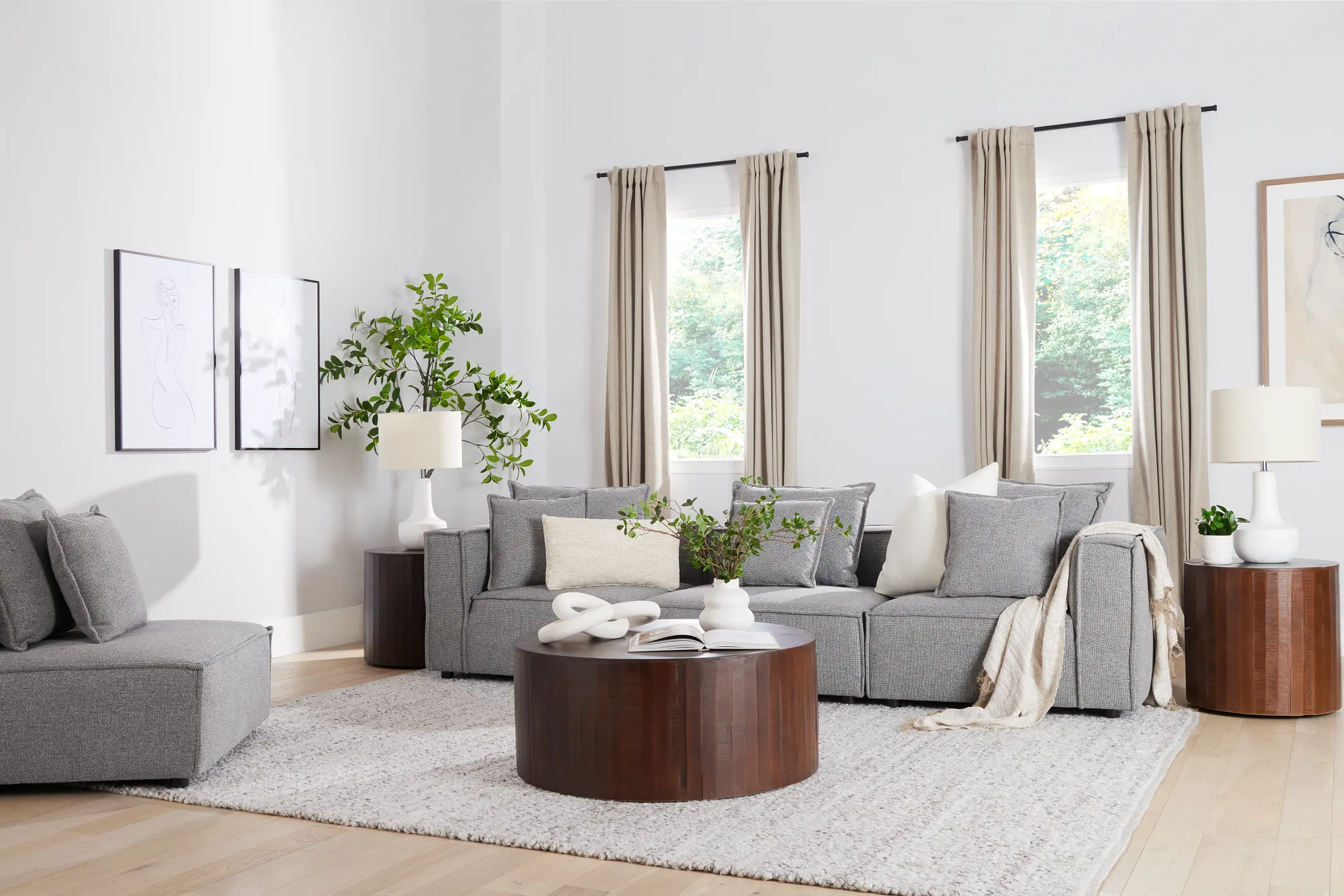 Tatum Gray Fabric 3-piece Modular Sofa