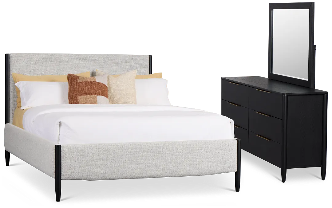 Stockton Black Uph Panel Bedroom